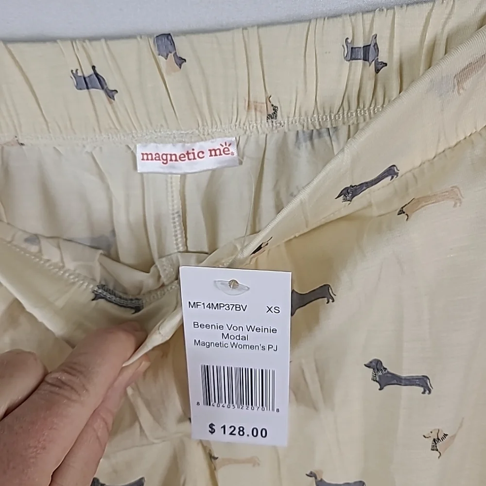 NWOT Magnetic Me Women Modal Beenie Von Weinie Cream Top Bottom Pajamas Sz XS - Picture 9 of 11